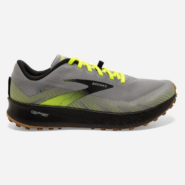 Ténis Brooks Catamount Sapatilhas Trail Running Homem Cinzentas /Pretas/Verdes Amarelas (23486EUVW)